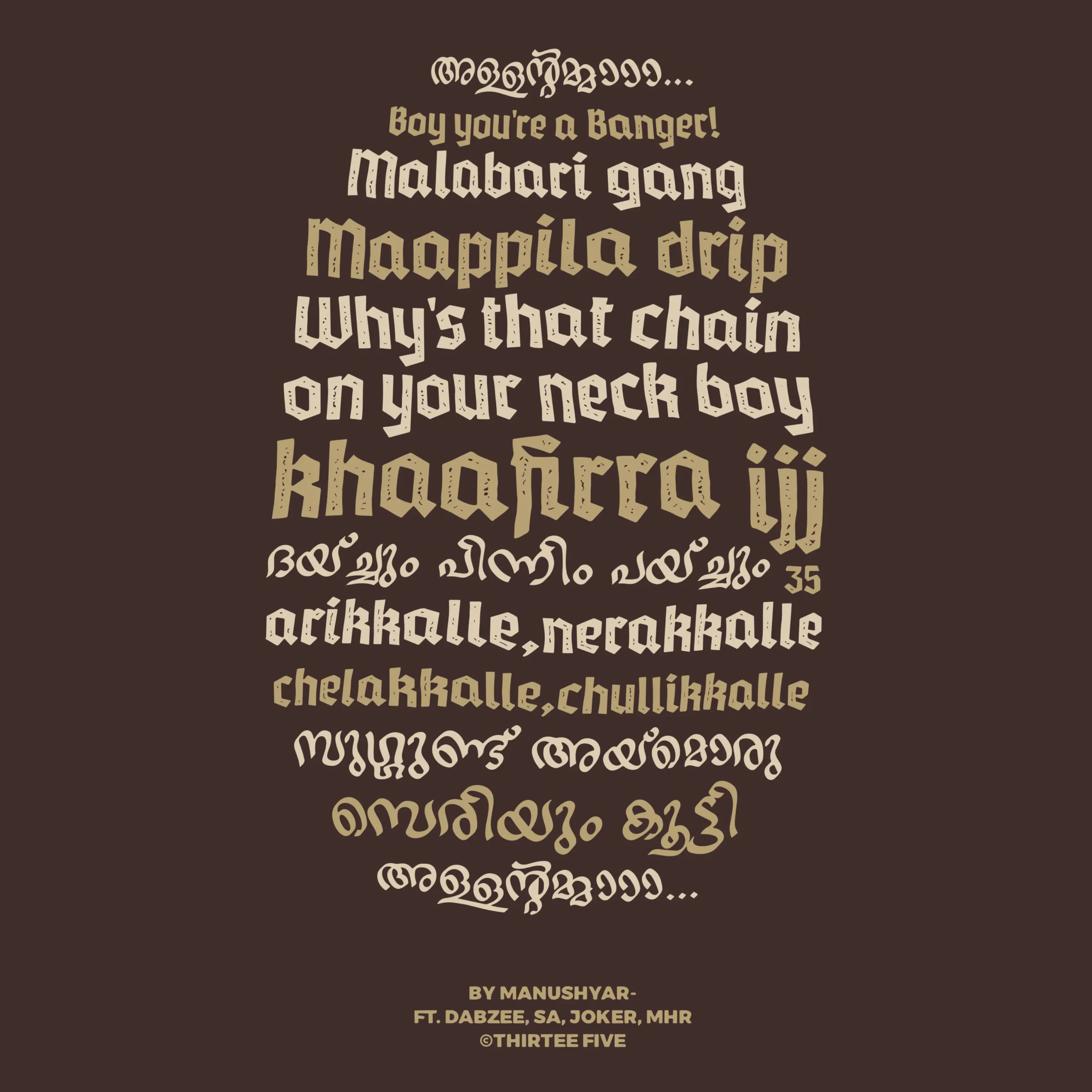 Malayalam typography artwork inspired by the song Malabari Banger