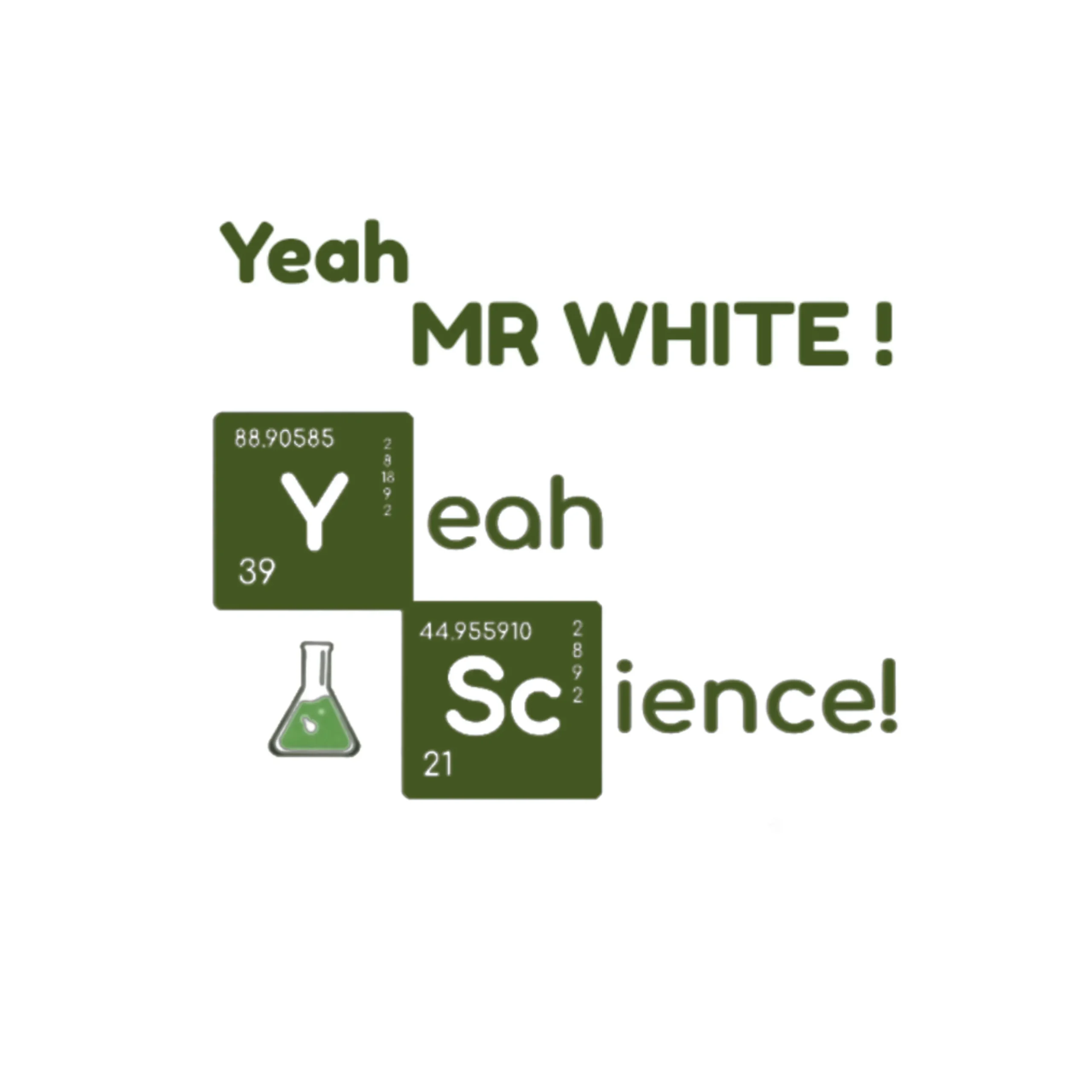 Breaking Bad inspired graphic with periodic table elements and chemistry-themed illustration.