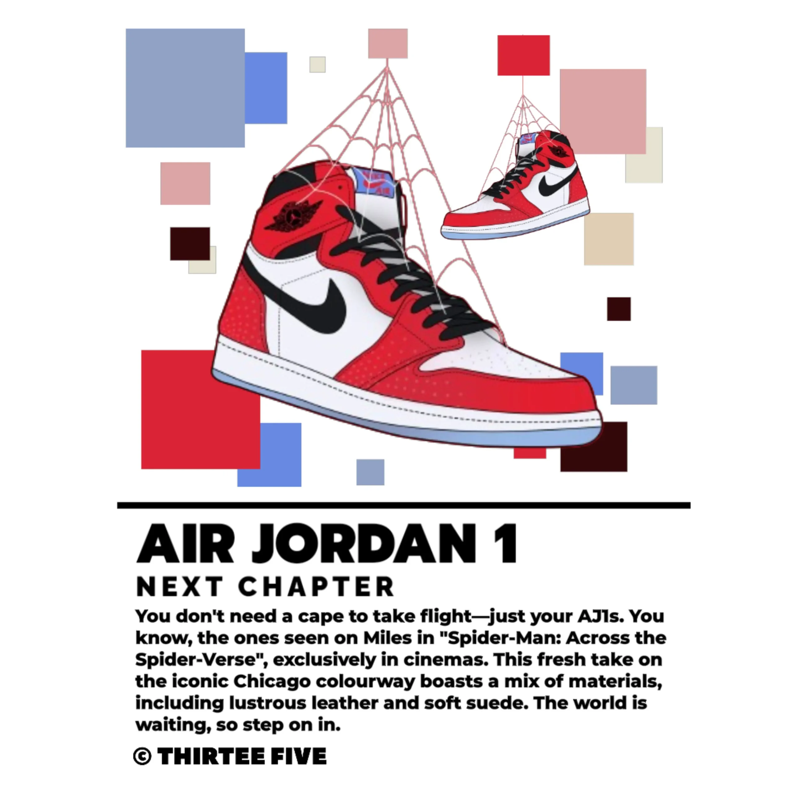 Air Jordan 1 illustrated in Spider-Verse inspired style